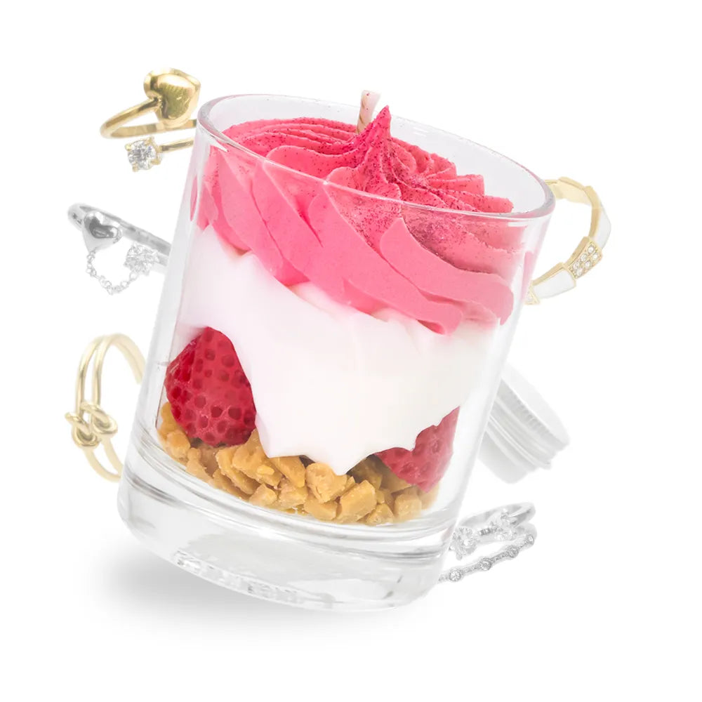 Bougie bijou fraise des bois - bague
