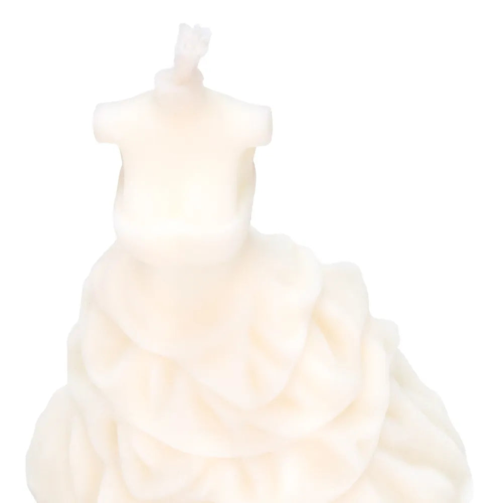 Bougie robe de mariée bustier décorative végétale non parfumée