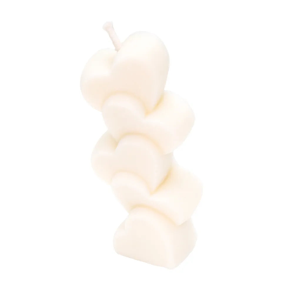 Bougie décorative coeurs empilés non parfumée