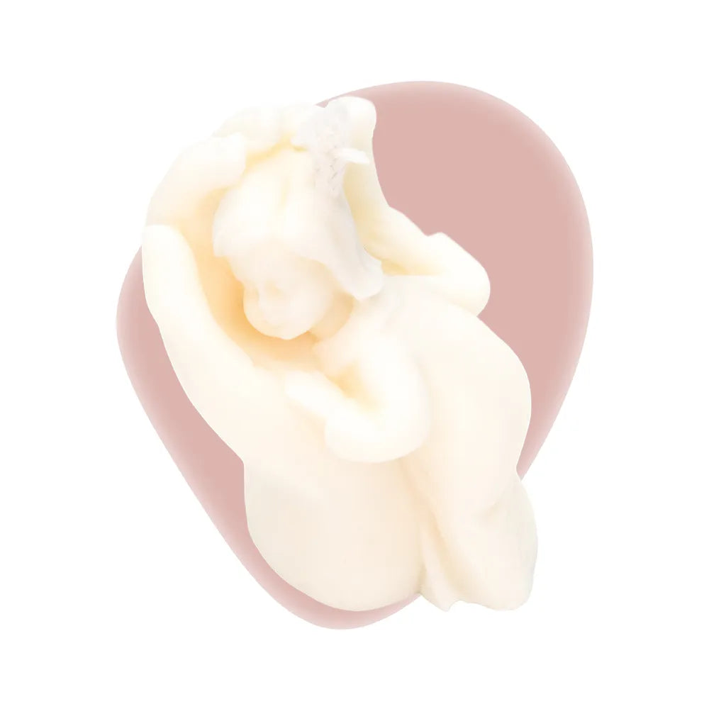 Bougie décorative naissance non parfumée Les Fées Mères, bougie cadeau en cire végétale française pour célébrer la naissance d'un bébé, fabrication artisanale dans les Vosges.