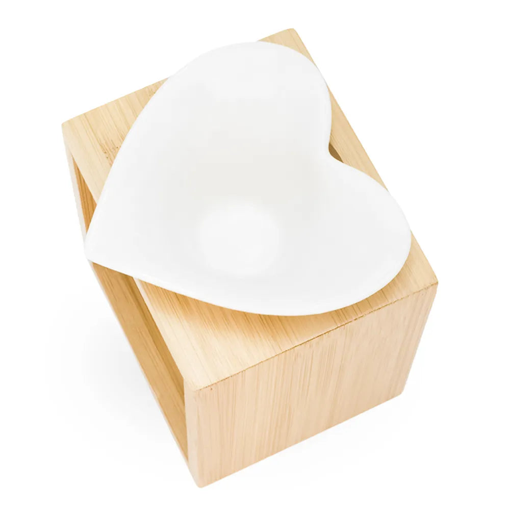 Brûle parfum coeur en céramique et bambou