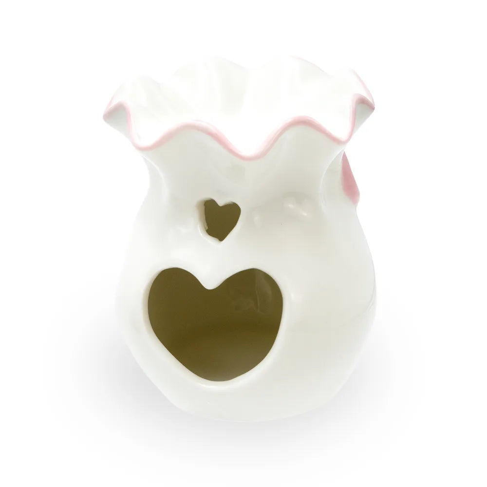 Brûle parfum noeud rose et blanc