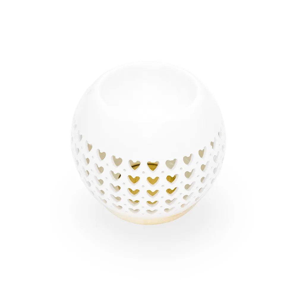 Brûle parfum photophore rond coeur céramique