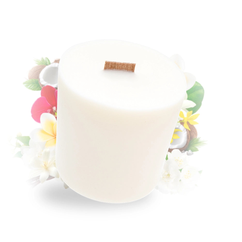 echarge de cire végétale parfumée au monoï (insert) pour bougie rechargeable.