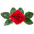 Rose de savon rouge rubis aux pétales veloutés, fleur éternelle décorative Les Fées Mères