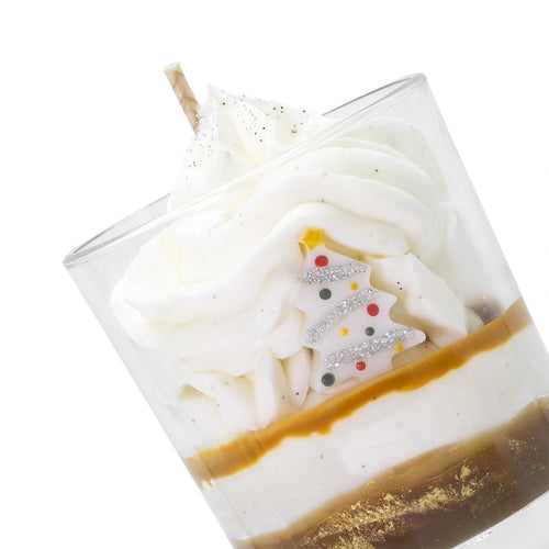 Bougie gourmande bûche de Noël Les Fées Mères, cire végétale de tournesol française, 120 g, vue de dessus
