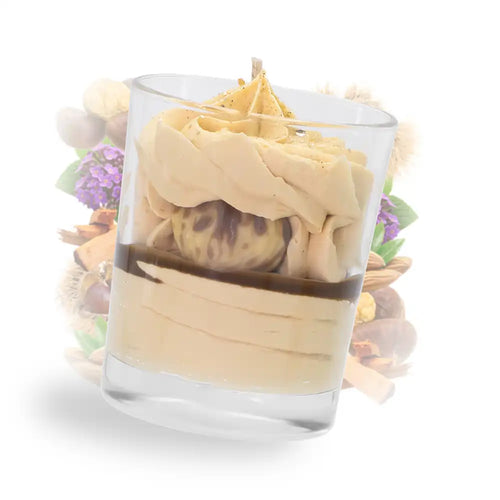 Bougie gourmande châtaigne grillée Les Fées Mères, cire végétale de tournesol, 120 g, 30 h de combustion.