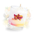 Bougie gourmande artisanale Les Fées Mères parfum Pacific Sunrise, en cire végétale française de tournesol, décorée d’une chantilly façonnée à la main, aspect inspiré d’un dessert réaliste, parfum de Grasse, bougie parfumée non comestible, fabrication artisanale française. Made in France, fabriquée dans les Vosges.