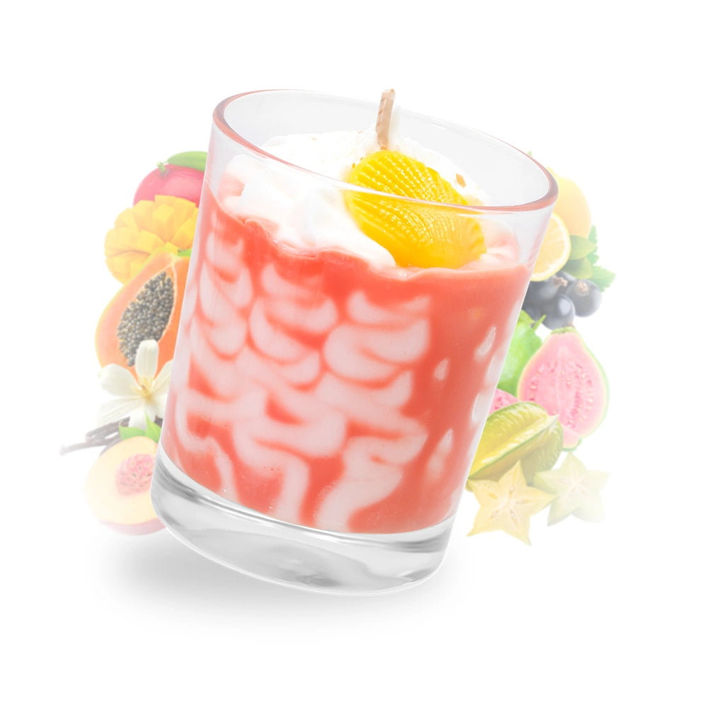 Bougie artisanale à la cire végétale parfumée à la goyave, couleur orange