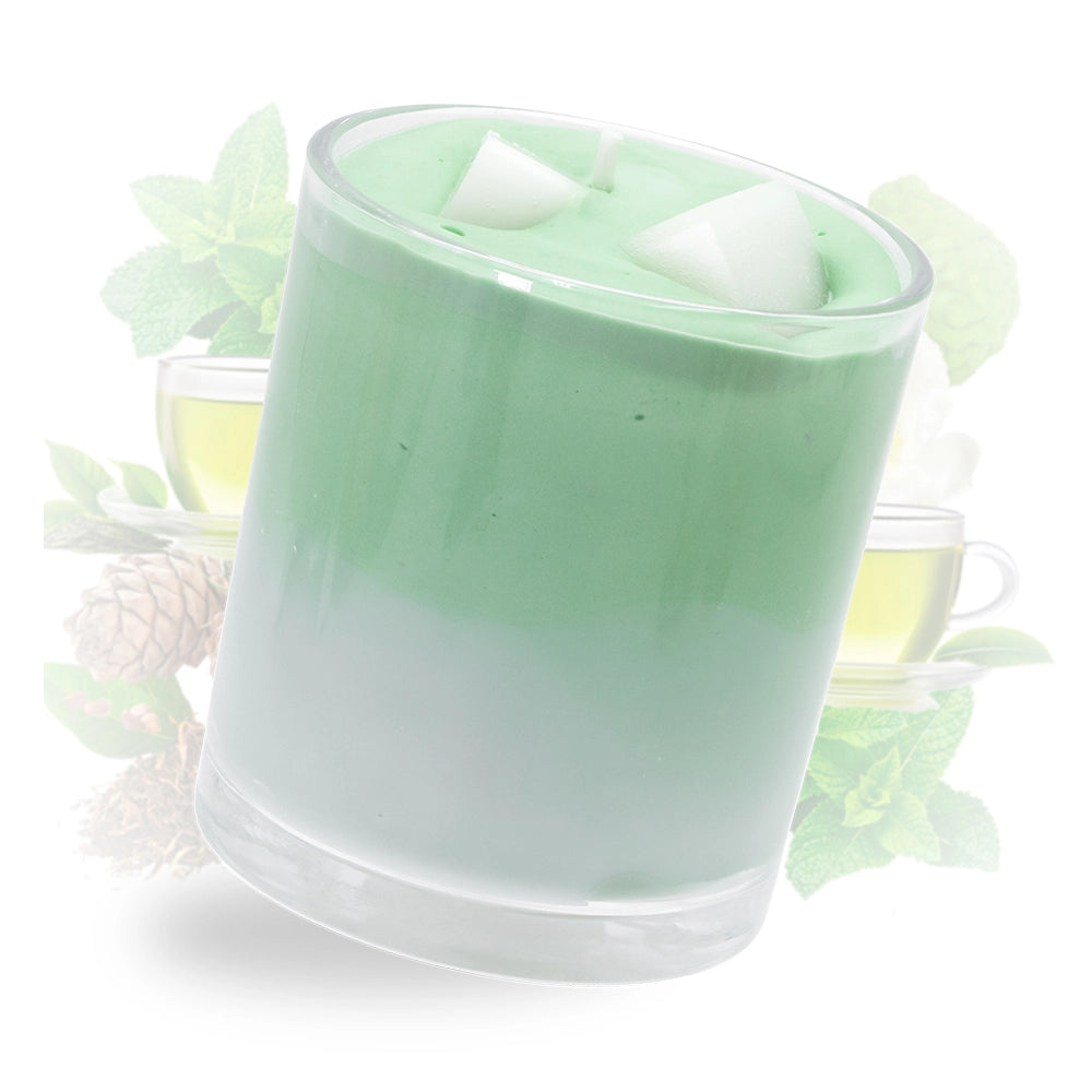 Grande bougie artisanale parfumée au thé vert glacé en cire végétale.