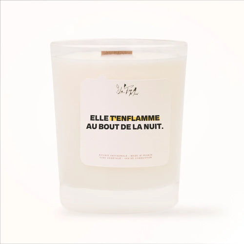 Bougie artisanale Les Fées Mères « Elle t'enflamme au bout de la nuit », cadeau couple cire végétale