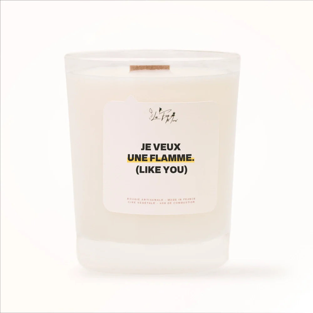 Bougie artisanale Les Fées Mères « Je veux une flamme (like you) », cadeau amour cire végétale