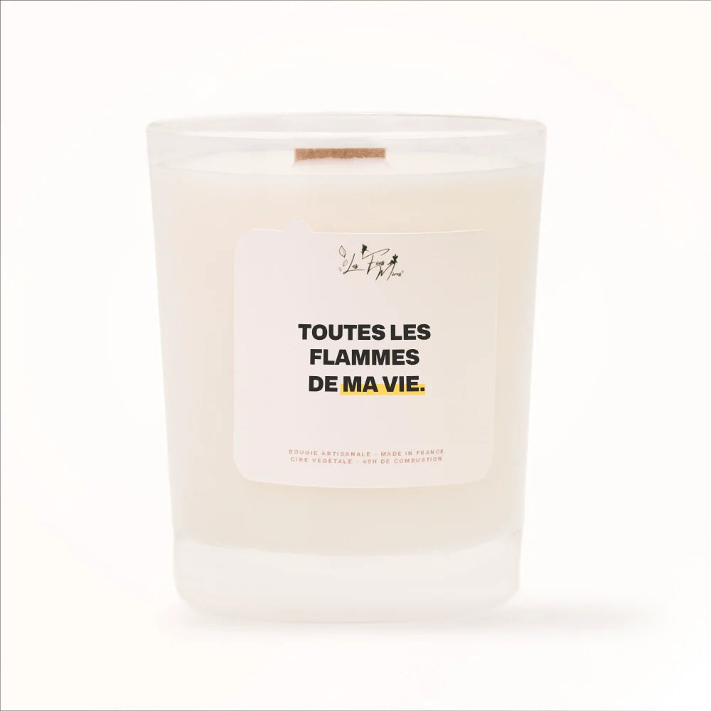 Bougie artisanale Les Fées Mères « Toutes les flammes de ma vie », cadeau amour cire végétale