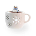 Brûle parfum bonhomme de neige en mug de céramique blanche à flocons ajourés, pour fondants parfumés, Les Fées Mères