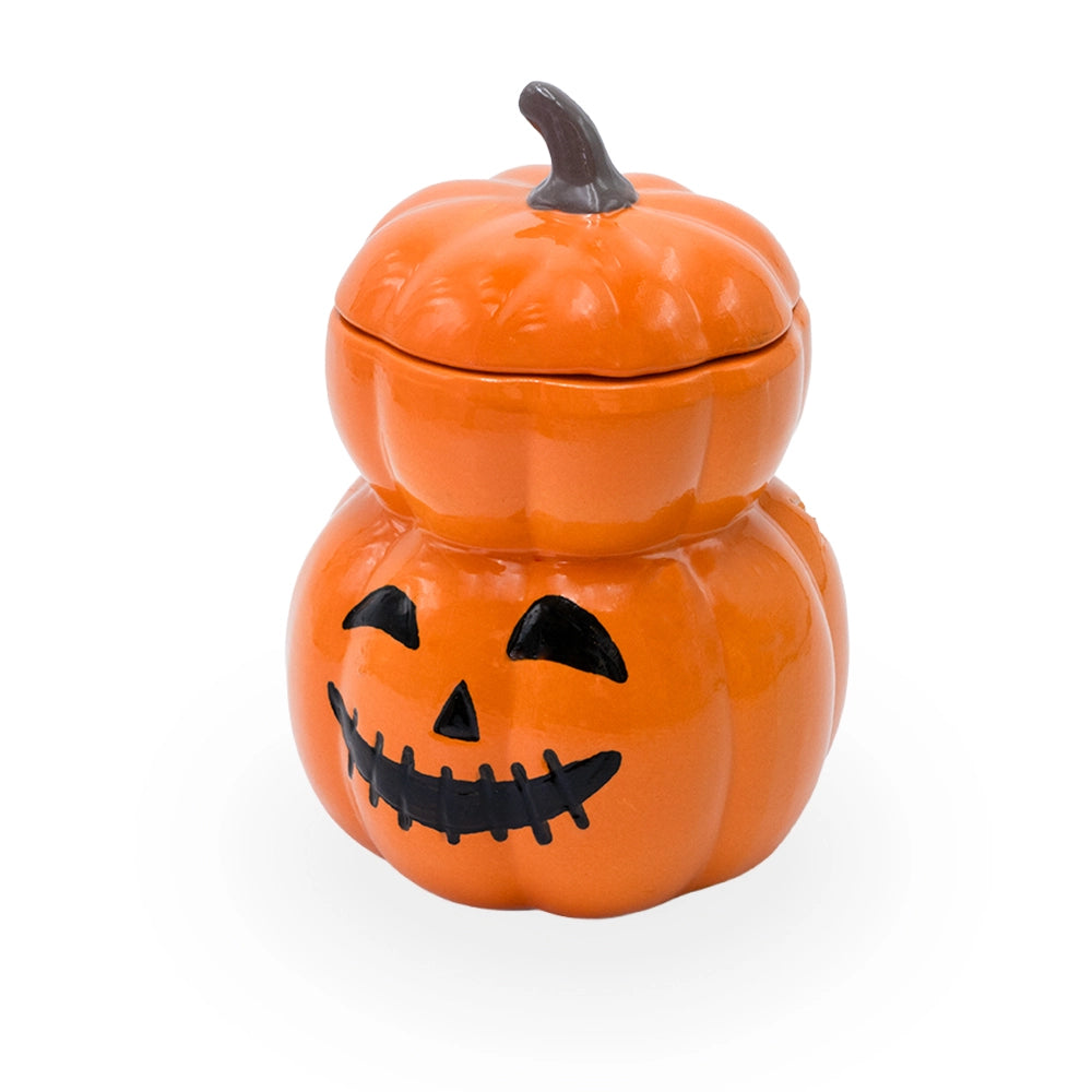 Brûle parfum citrouille empilée d'Halloween Les Fées Mères, brûle-parfum décoratif, fabrication artisanale française.
