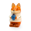 Brûle parfum renard Flynn en céramique blanc cassé et orange avec couvercle, pour fondants parfumés, Les Fées Mères