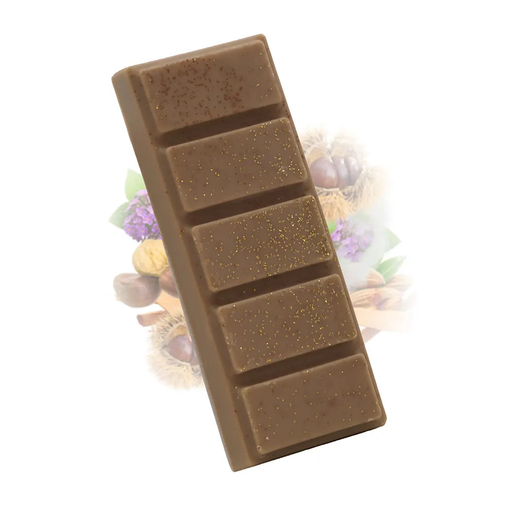 Fondant parfumé châtaigne grillée Les Fées Mères, barre de cire végétale à casser pour brûle-parfum, fabriquée dans les Vosges.