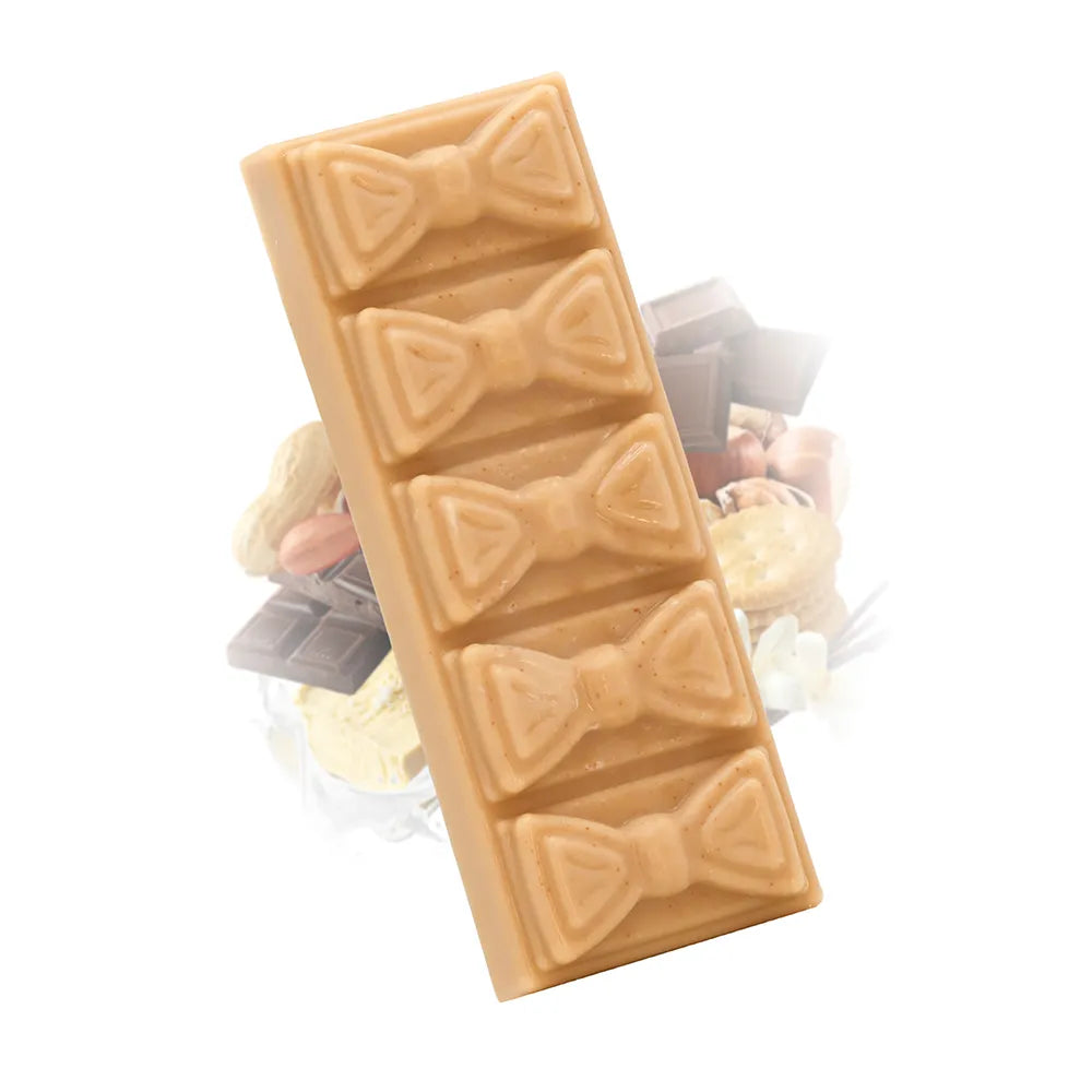 Fondant parfumé chocolat cacahuète Les Fées Mères, barre de cire végétale à casser pour brûle-parfum, fabriquée dans les Vosges.
