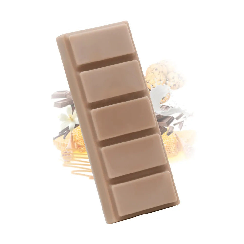 Fondant parfumé chocolat caramel Les Fées Mères, barre de cire végétale à casser pour brûle-parfum, fabriquée dans les Vosges.
