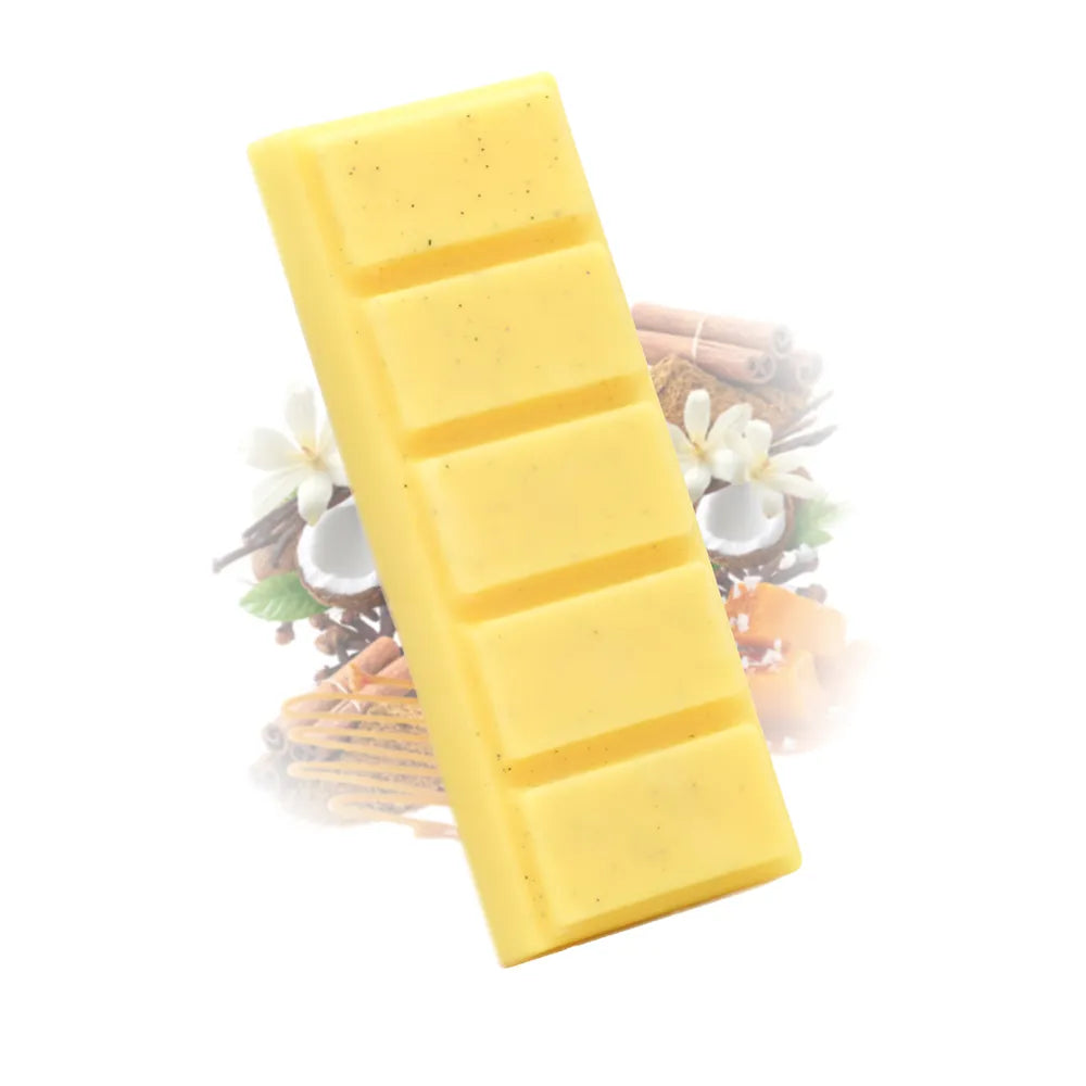 Fondant parfumé vanille épicée Les Fées Mères, barre de cire végétale à casser pour brûle-parfum, fabriquée dans les Vosges.