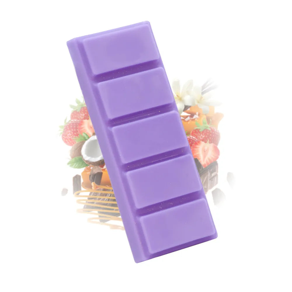 Fondant parfumé vanille fraise caramel Les Fées Mères, barre de cire végétale à casser pour brûle-parfum, fabriquée dans les Vosges.