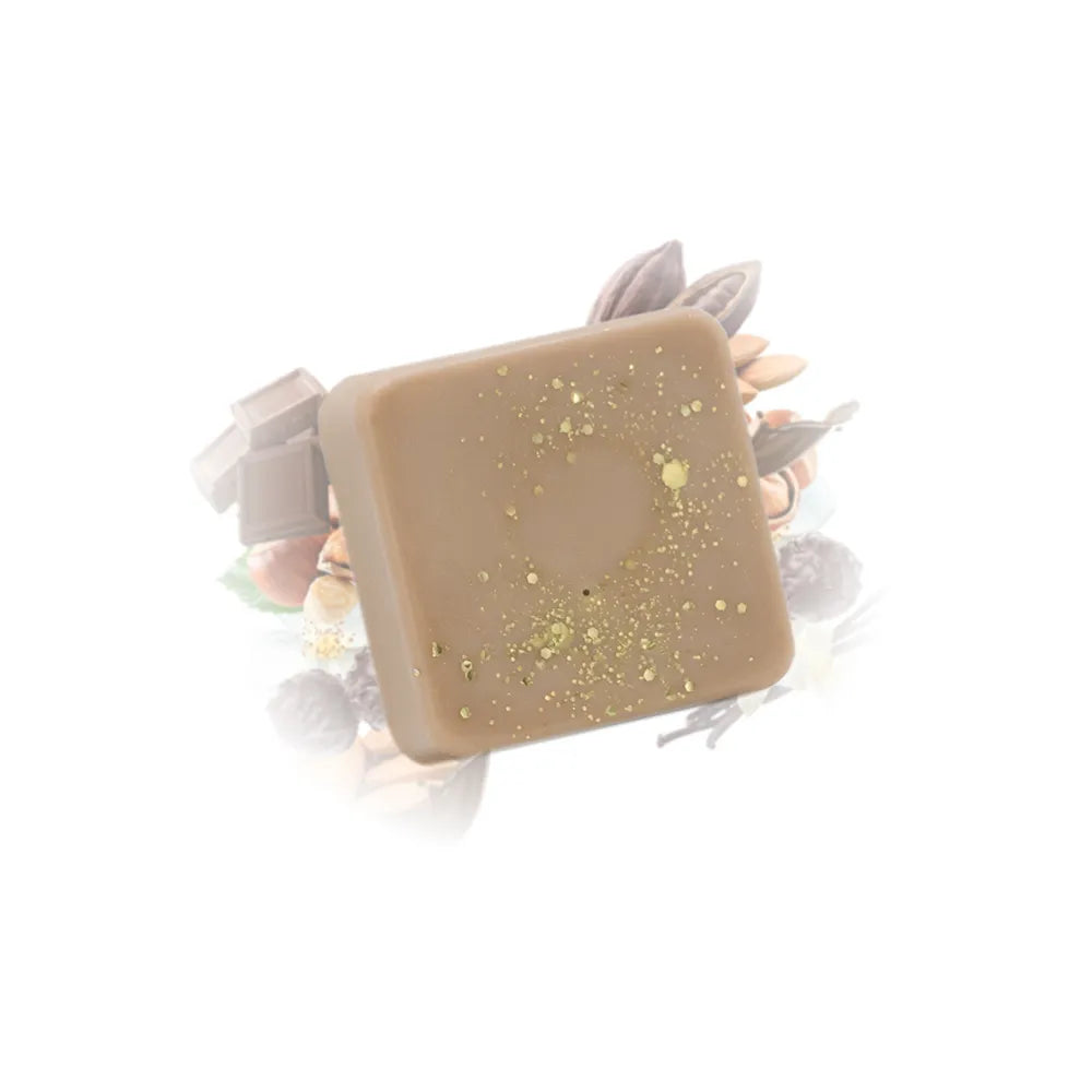 Galet de cire parfumée rocher praliné Les Fées Mères, fondant artisanal en cire végétale pour brûle-parfum, fabriqué dans les Vosges.