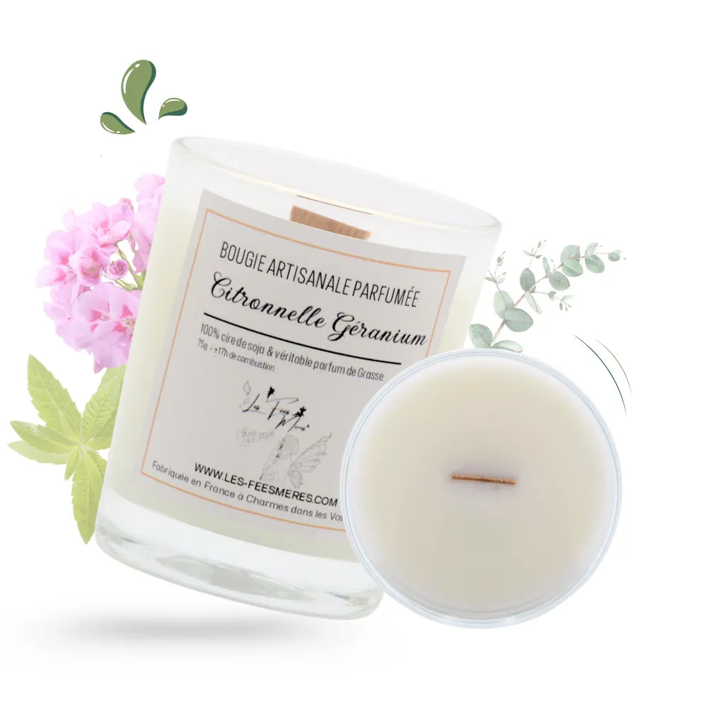 Petite bougie classique citronnelle géranium