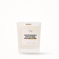 Petite bougie parfumée Les Fées Mères avec l'étiquette « Cette bougie a été validée par les lutins », petit format 20 heures, pot en verre blanc et mèche en bois de hêtre