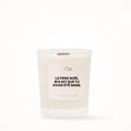 Petite bougie parfumée Les Fées Mères avec l'étiquette « Le Père Noël m'a dit que tu avais été sage », petit format 20 heures, pot en verre blanc et mèche en bois de hêtre