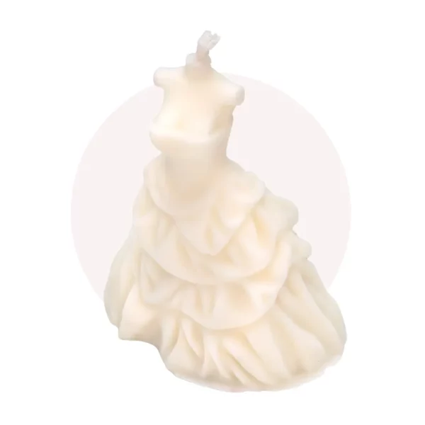 Bougie en cire végétale sans parfum représentant une robe bustier