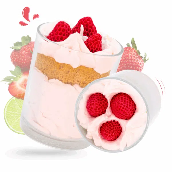 cette photo représente la grande bougie gourmande fraise des bois