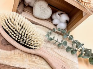 Brosse à cheveux naturelle en bois de hêtre et soie