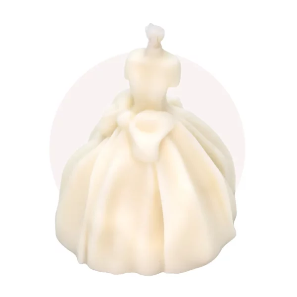 Bougie en cire végétale sans parfum représentant une robe de princesse