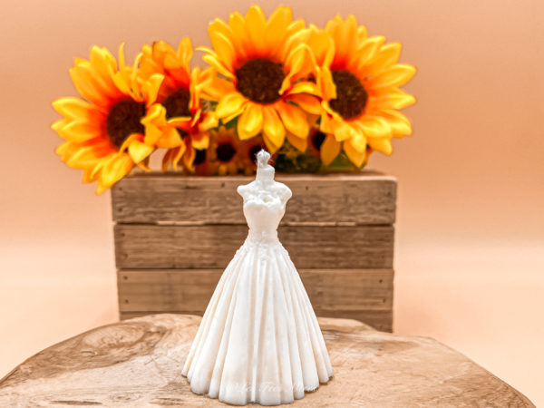 bougie décorative robe de mariage non parfumée blanche
