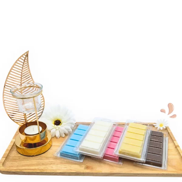 cette photo représente le coffret 5 barres parfumées avec un brule parfum