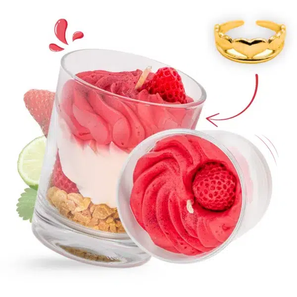 cette photo représente la bougie bijou fraise des bois