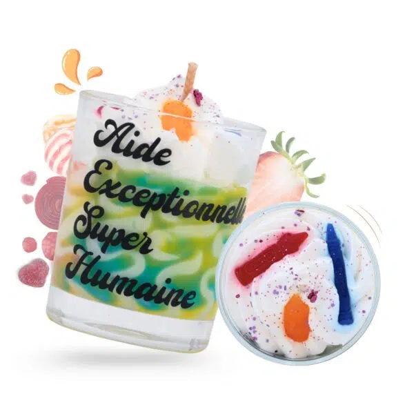cette photo représente la mini bougie gourmande fraise menthe