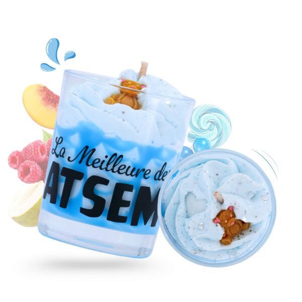 cette photo représente la mini bougie gourmande bonbon bleu
