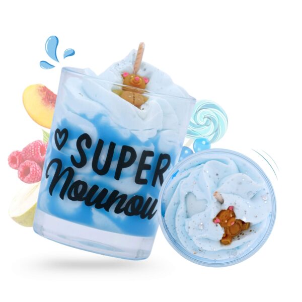 cette photo représente la mini bougie gourmande bonbon bleu