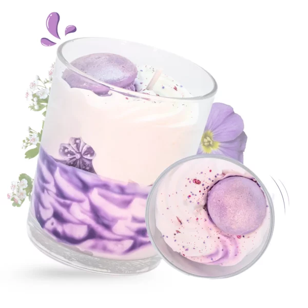 Cette photo représente la bougie gourmande violette.
