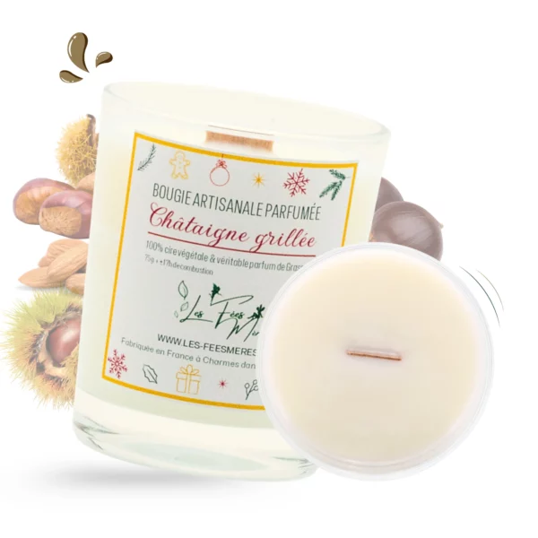 cette photo représente la bougie parfumée châtaigne grillée