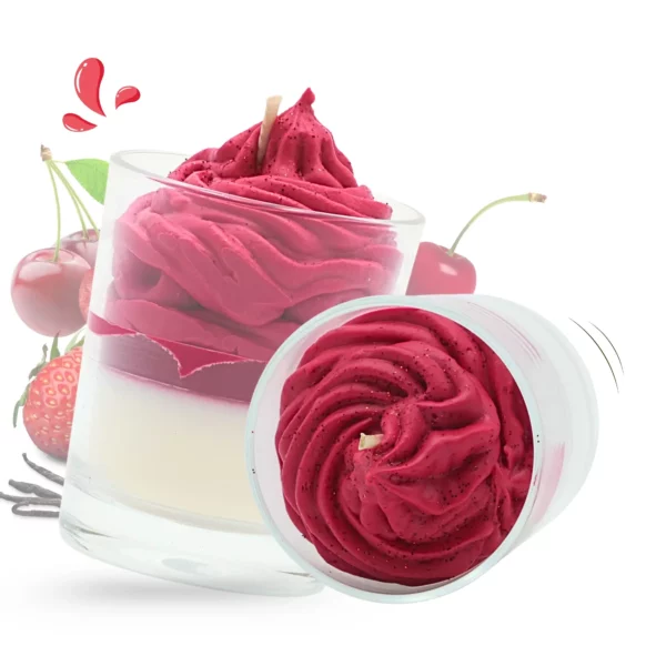 Cette photo est la bougie gourmande cerise vanillée