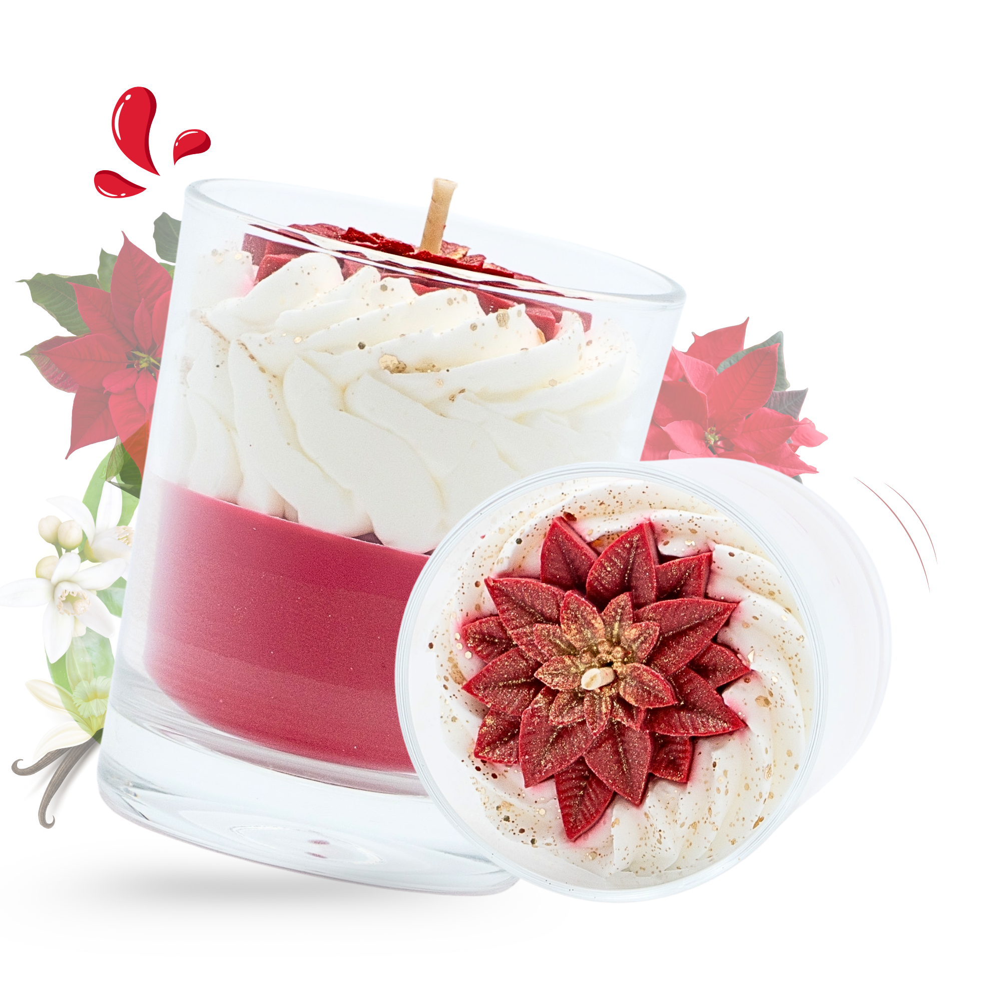 cette photo représente la bougie gourmande fleur de noël