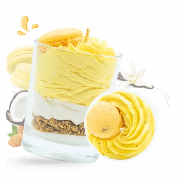 cette photo représente la bougie gourmande macaron vanille