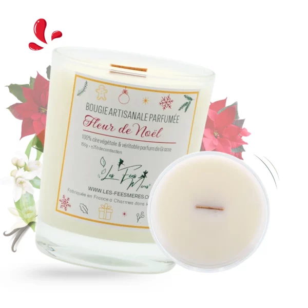 cette photo représente la bougie parfumée fleur de noel