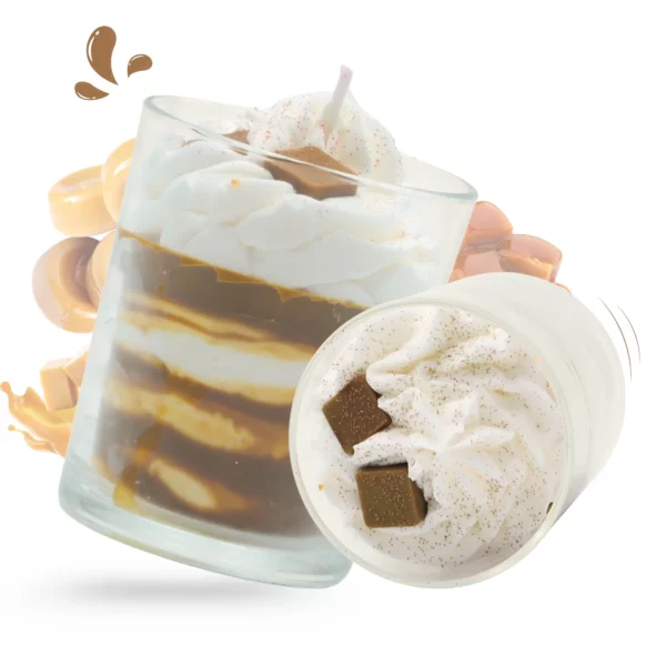 Cette photo est la grande bougie gourmande caramel