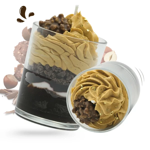 Cette photo est la grande bougie gourmande rocher praliné