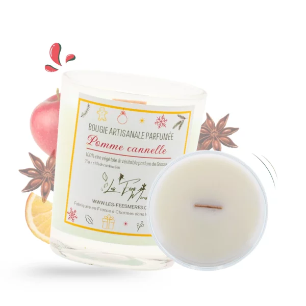 cette photo représente la mini bougie artisanale pomme cannelle