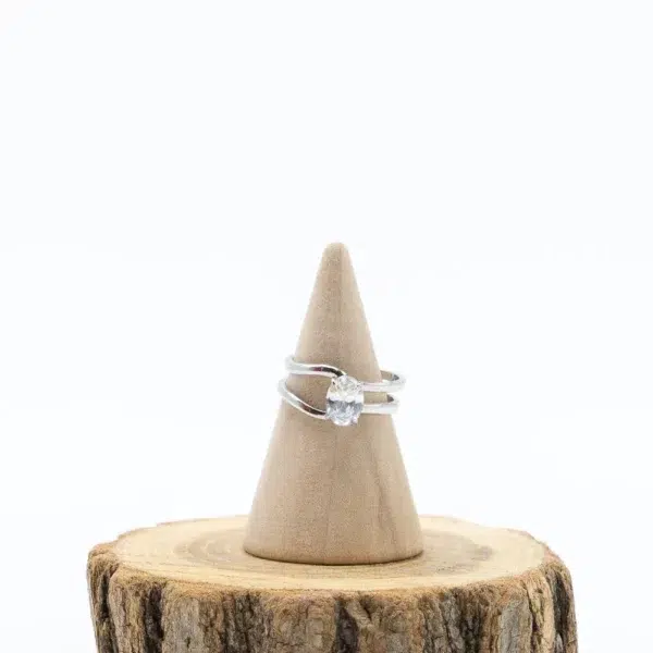 cette photo représente la bague solitaire argentée