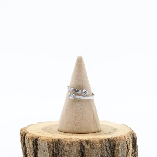 cette photo représente la bague double strass argentée